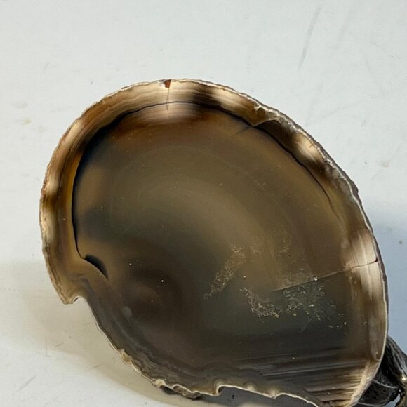 Vintage Metal Panther Figurine on Agate Slice Base Wildlife Statue Decor - Picture 3 of 4